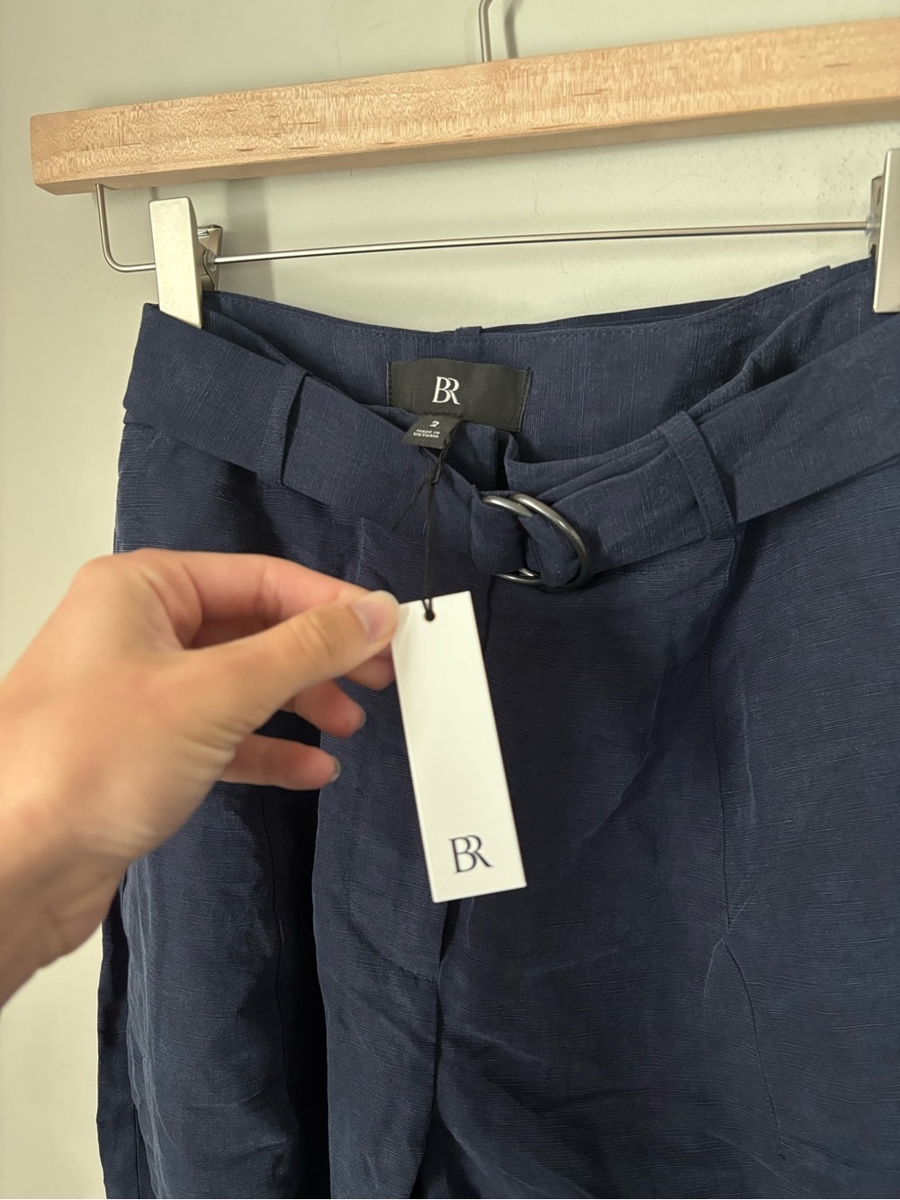 NWT Banana Republic Navy TENCEL Linen Blend Paperbag Wide Leg Pants Size 2 - Picture 4 of 7